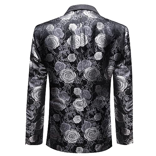 Image of Barry. Wang Men's Sport Coats & Blazers Flower Suit Jacket 1 Button Paisley Tuxedo Mardi Gras Carnival Parade Gift