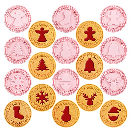 BSITSSS 9 Pcs Christmas Cookie Cutter Set, Christmas Cookie Cutters and Stamps Christmas Biscuit Cutters Cookie Stamp