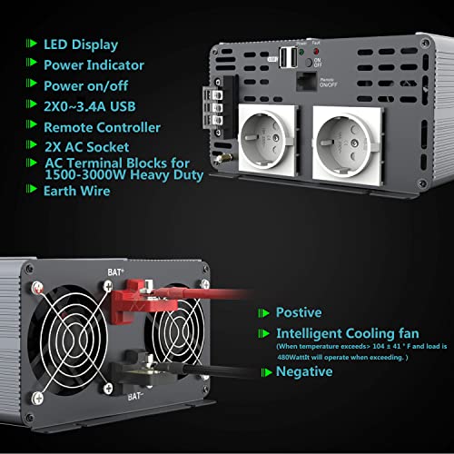 Inversor 24v 220v onda pura 3000W para solucionar apagones y usar herramientas en camiones 4