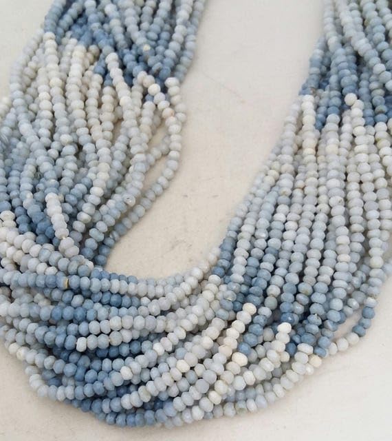 Opale bleue perles de 3 mm en rondelles facettées pour fil de bijoux en pierre naturelle LKBEADS