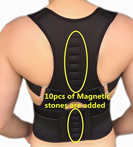 AOFIT BLGIFT Unisex Black Magnetic Posture Corrector Back Shoulder | Lumbar Waist Supporting Belt | Muscle Compression Brace (L)