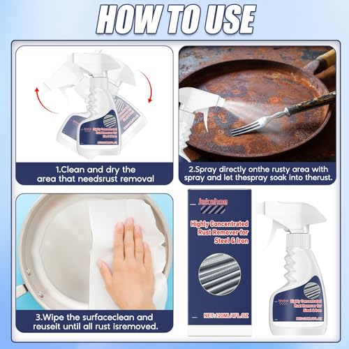 Hochleistungs-Rostlöser für Metall, leistungsstarker Rostlöser für Stahl, Reiniger zur Rostentfernung von Möbeln, Sofort Rostlöse Spray, Entfernt effektiv Rost von Metalloberflächen