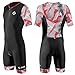 SLS3 Triathlon Suits Mens - Aerodynamic Sleeved Tri Suit Men – Lightweight Trisuit with Premium FX Fabrics - 2 Pockets (Black/Red Geo, Medium)