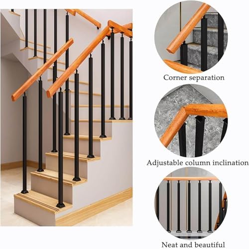 Adjustable Metal Stair Balusters with Flat Bracket Base - 270° Rotatable, Perfect for Secure Installation on Steps, Decks, Balconies, Enhancing Safety and Style