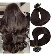 S-noilite U Tip Human Hair Extensions for Women U Tip Fusion Hair Pre Bonded Nail Tipped Italian ...