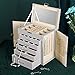 Frebeauty Large Jewelry Box,6-Tier PU Leather Jewelry Organizer,Multi-functional Storage Case with Mirror,Accessories Holder with 5 Drawers for Necklace Bracelets Watches(Grey)