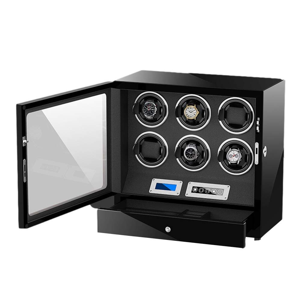 YNIYUJKL Watch Watch Winder Box For Automatic Watches With Led Backlight And Lcd Display Display Quiet Motor 5 Rotation Modes Watches Self Winding
