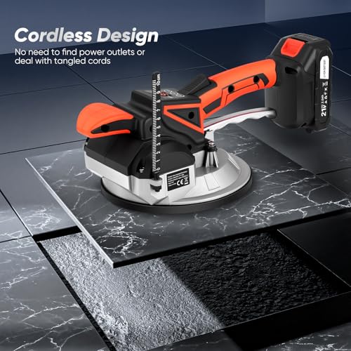Tanniws Fliesenleger Maschine Wandfliesen Maschine Tragfähigkeit 100 kg Handgeführter Fliesenleger Automatische Nivellierung Vibrationswerkzeug zum Verlegen von Wandfliesen Mit 18x18 cm Saugnäpfen