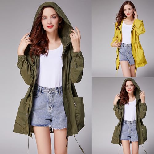 Chubasquero impermeable mujer corto y ligero con capucha ajustable 2