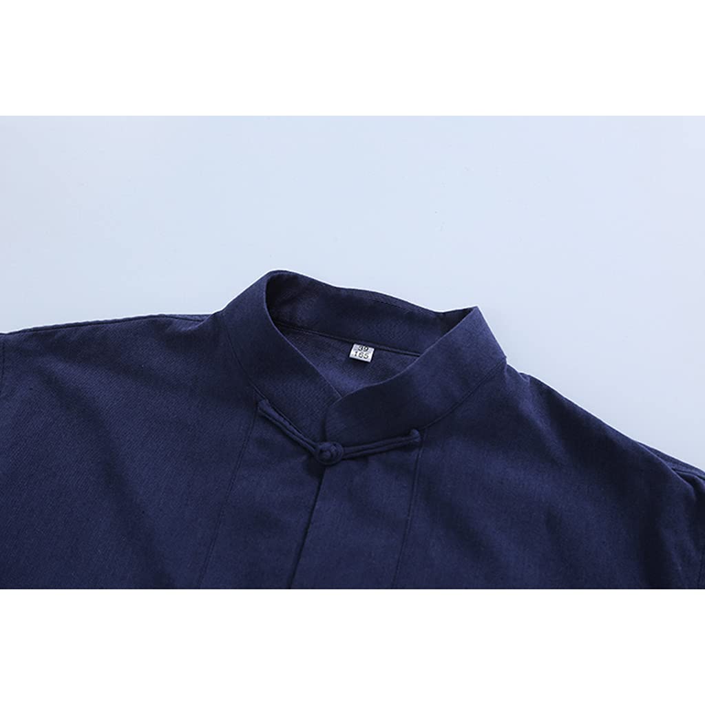 Pure Cotton Tang Anzug bequemer Kampfkunstanzug Männer Chinesische traditionelle Kleidung, atmungsaktive Baumwollwäsche Kung Fu Uniformen Tai Chi Kleidung Langarm He