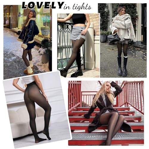 Apriddeo One-Seam Warm Fleece Lined Tights Women Fake Translucent Pantyhose High Waist Thermal Leggings Sheer Winter Tights by Apriddeo - Used condition - Image 5
