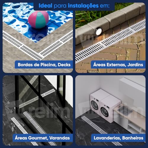 Ralo Linear Grelha e Aro Suporte em Alumínio com Tela Anti Insetos 15x100cm