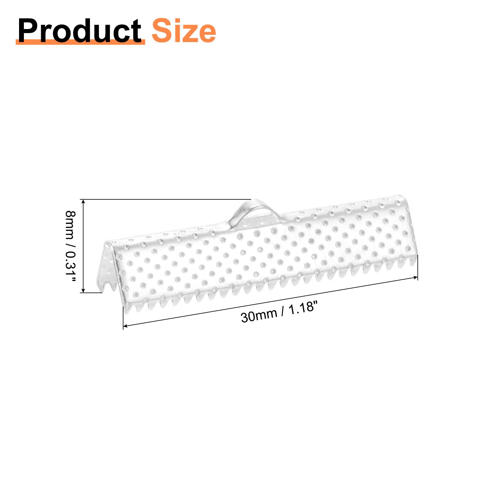 uxcell 280Pcs Ribbon Crimp Clamp Ends, 30mm Bookmark Pinch Crimp Ends, Cord Ends Fasteners Clasp Crimp Ends for DIY Bracelet Necklace Jewelry Making, Silver