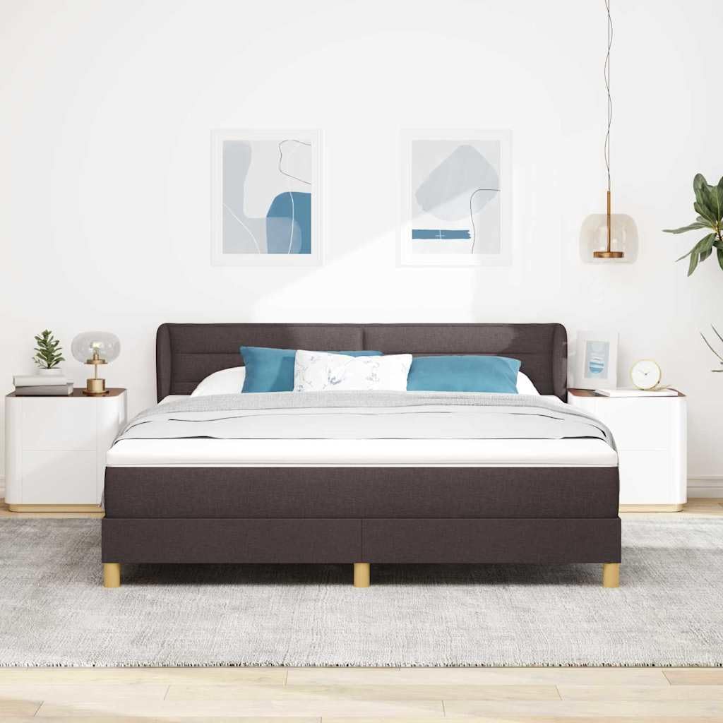 Lit à Ressorts avec Matelas Marron foncé 180 x 200 cm Tissu,Lits & Cadres de lit,74.04kg-3340167