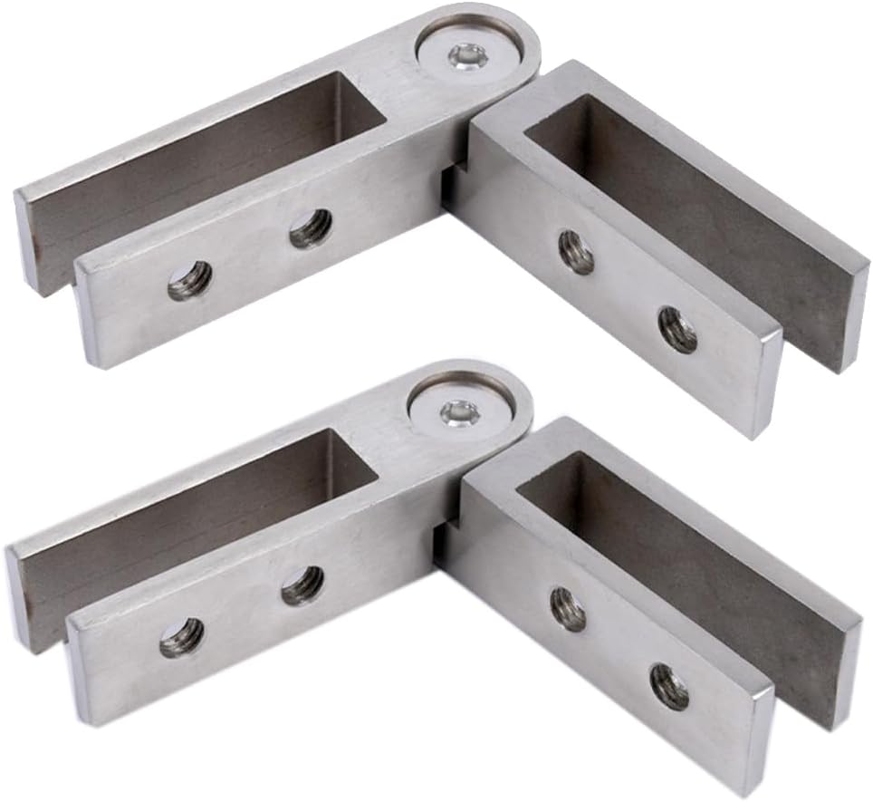 Adjustable Glass Clamp for 10mm-13mm Thinkness Glass Brushed T304 Glass Railing Clamp Stainless Steel Satin Finish Home Garden Stairs Balustrade Fence Glass to Glass (Silver Light)