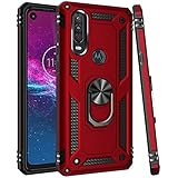Zoeirc Case for Moto One Action Case/for Moto P40 Power Phone Case, Magnetic Car Ring Holder Mount Kickstand Protective Cover Case for Motorola Moto P40 Power (red)