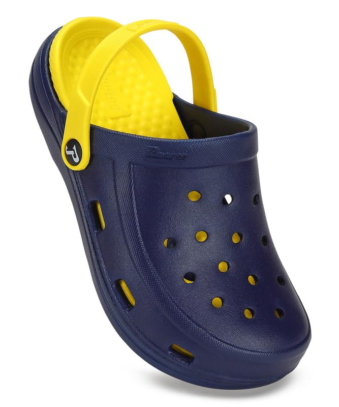PARAGON EVK8004K Kids Navy Blue- Yellow Clogs | Stylish Clogs Sandal for Kids with Durable Anti-Skid Sole, Cushioned Foot Support & Sturdy Build | Ideal for Outdoor Use (B0CJM4N47N) Amazon Price History, Amazon Price Tracker