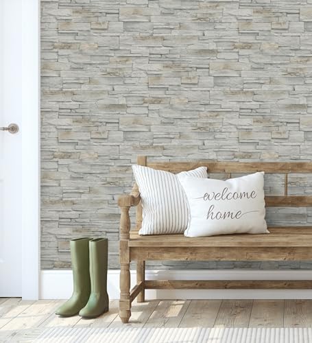 GAULAN 682659 - Papel pintado vinílico lavable de piedra pizarra con textura en relieve para pared salón cocina baño dormitorio pasillo - Rollo de 10 m x 0,53 m
