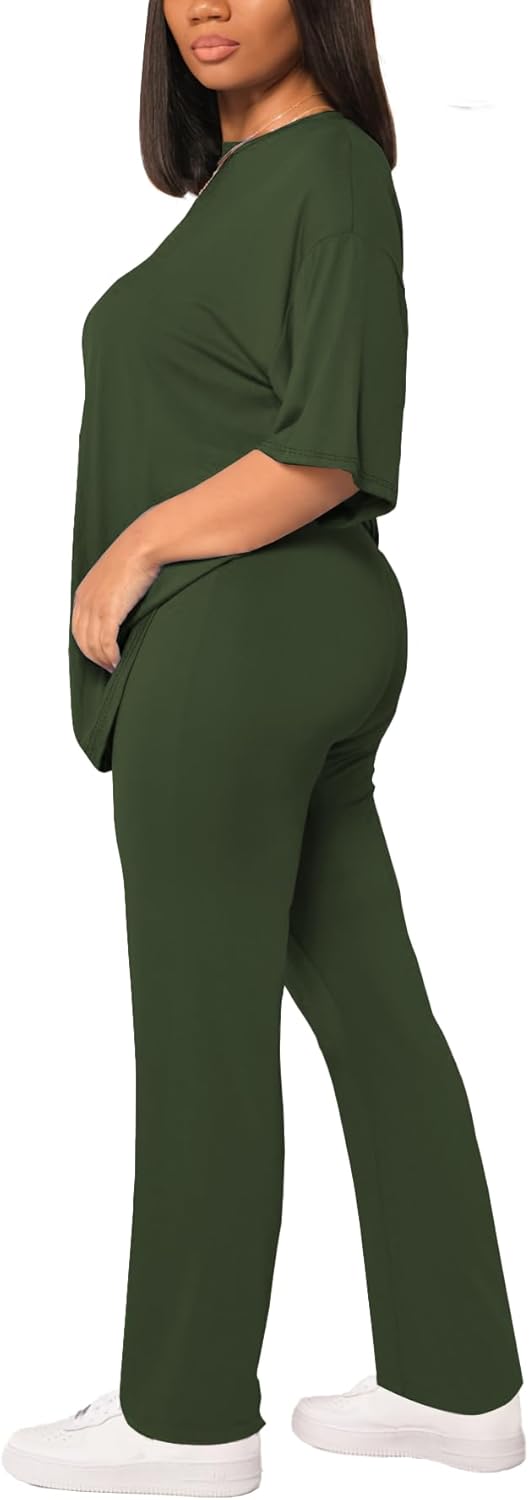 HBQ Women 2 Piece Outfits Summer Sweatsuits Drop Shoulder Tracksuits Biker Short Workout Jogger Sets - Image 4