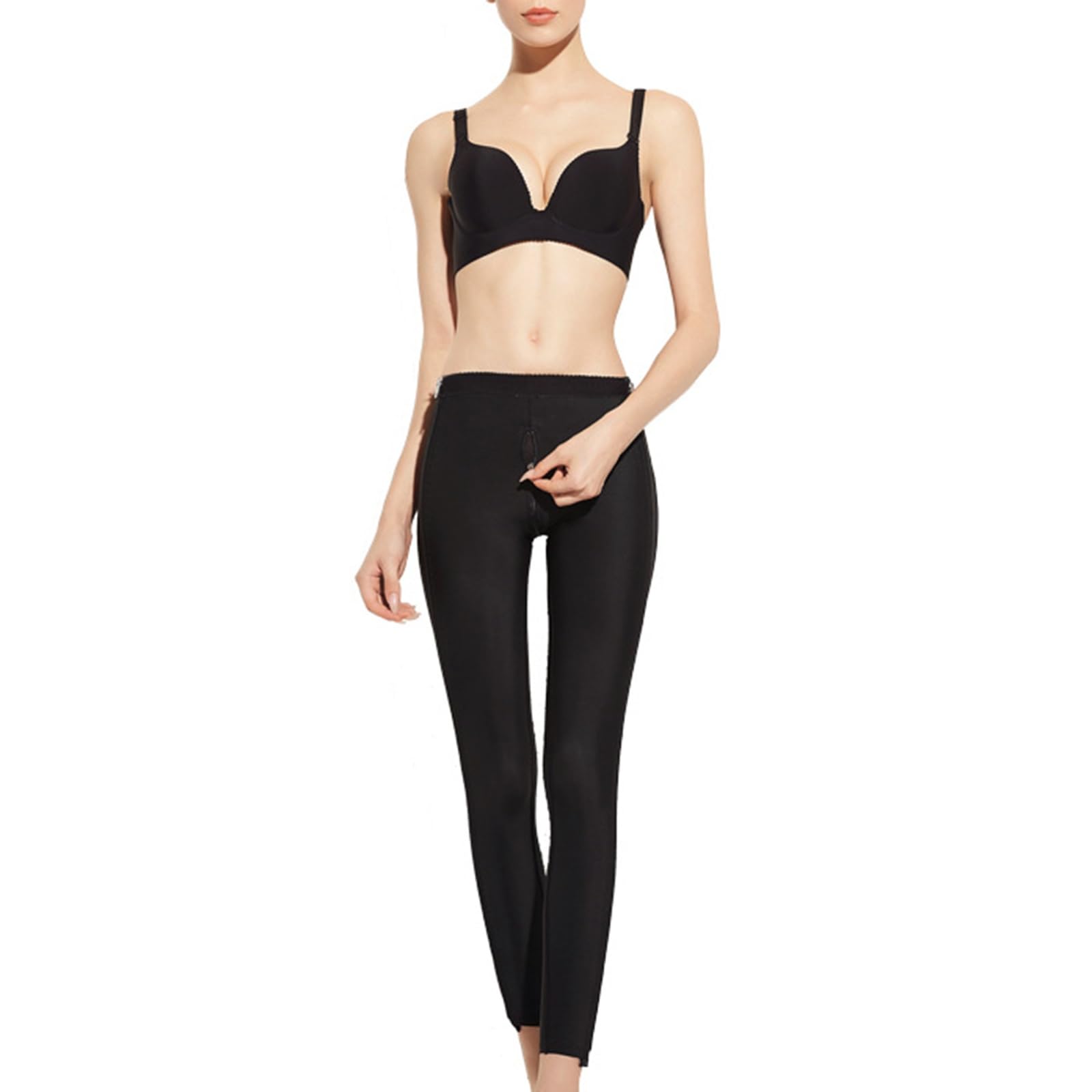 Leggings Modellanti, Cerniera Completa A Doppio Lato, Fodera Senza Cuciture, Sollevamento Dell'anca