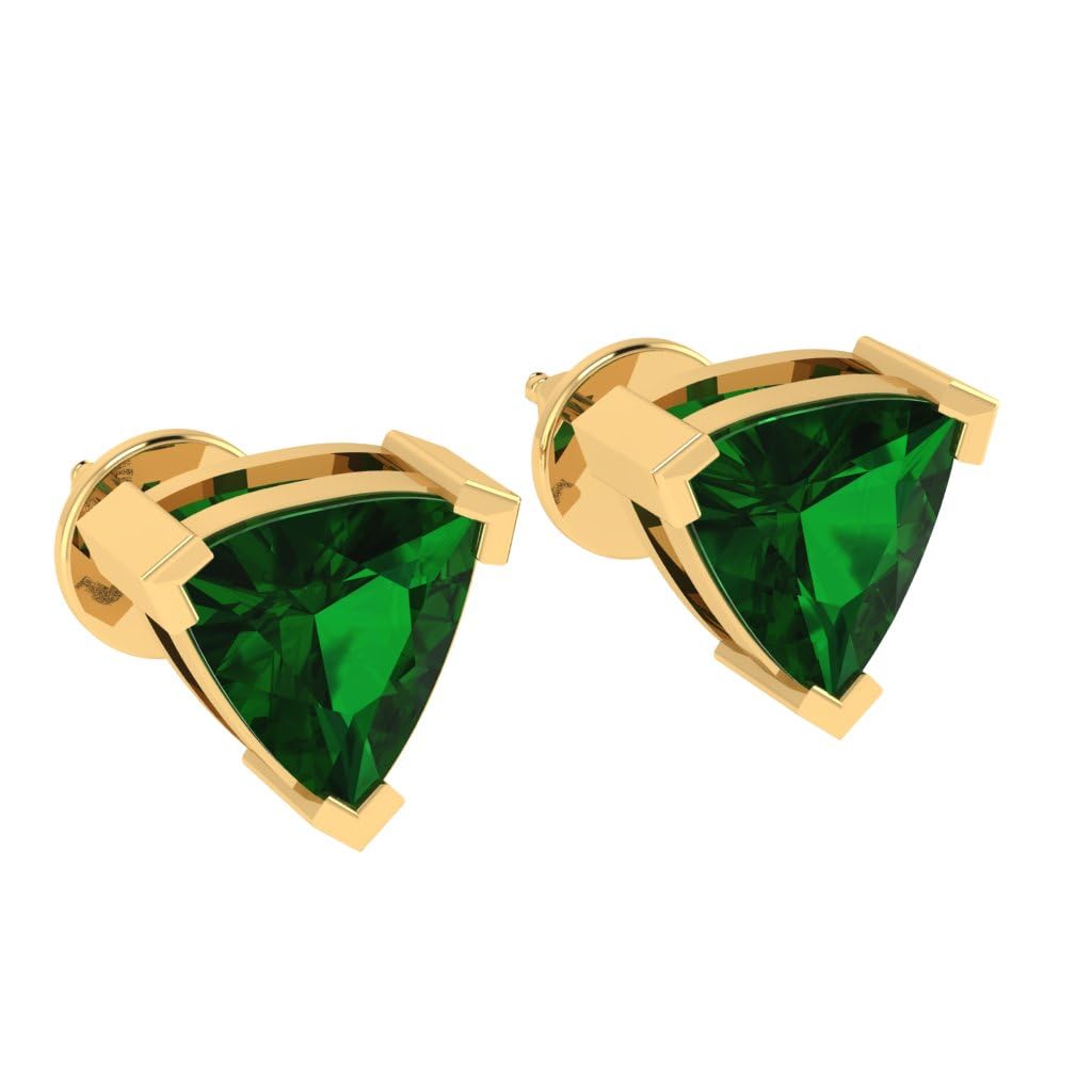 Gold Plated Pure 925 Sterling Silver Earrings | 7mm X 7mm Trillion Shaped Gemstone Solitaire Screwback Earrings | Birthstone Stud Earrings | Multiple Gemstone Options-image-19