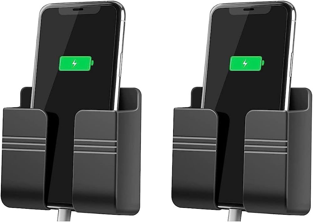 EASYSHOP Wall Mounted Mobile Holder Storage Case for Remote, Wall Mounted Mobile Stand/Multi Purpose Stand with Hole for Phone Charging (Black-Pack of 2) (B0DDHVV1GW) Amazon Price History, Amazon Price Tracker