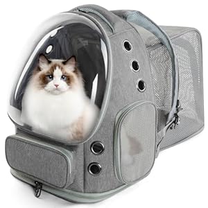 Cat Backpack Carrier, Bubble Expandable Cat Carrier for Cats or Small Dogs up to 15lbs, Airline-Approved, Large Space & Breathable Pet Backpack for Traveling, Hiking