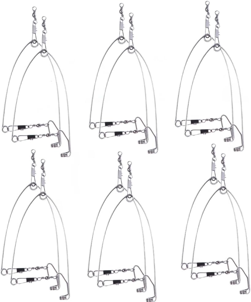 Leadigol 12 PCS Automatic Fishing Hooks, Stainless Steel Fishing Tackle Spring Hook Automatic Hook Setter with Spring for Ice Fishing