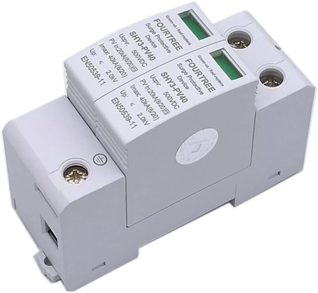 INFRI PV Surge Protector 2P 500VDC Arrester Device SPD Household Switch Solar Power System Combiner Box Laser Marking (Color : 2P, Size : 10-20KA)