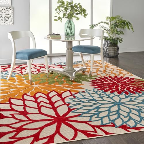 Nourison Home Aloha 9'6' x 13' Green Tropical Indoor/Outdoor Fabric Rug