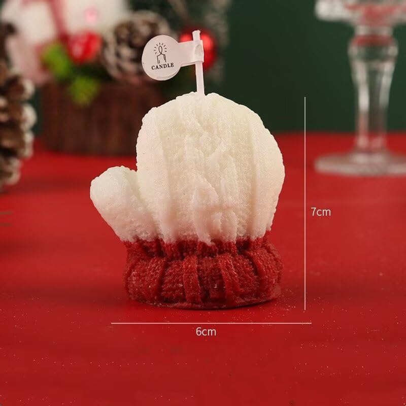 4 Pcs Christmas Knitted Glove Shaped Candles Wax Scented Candles for Home Table Christmas Party Holiday New Year Decor