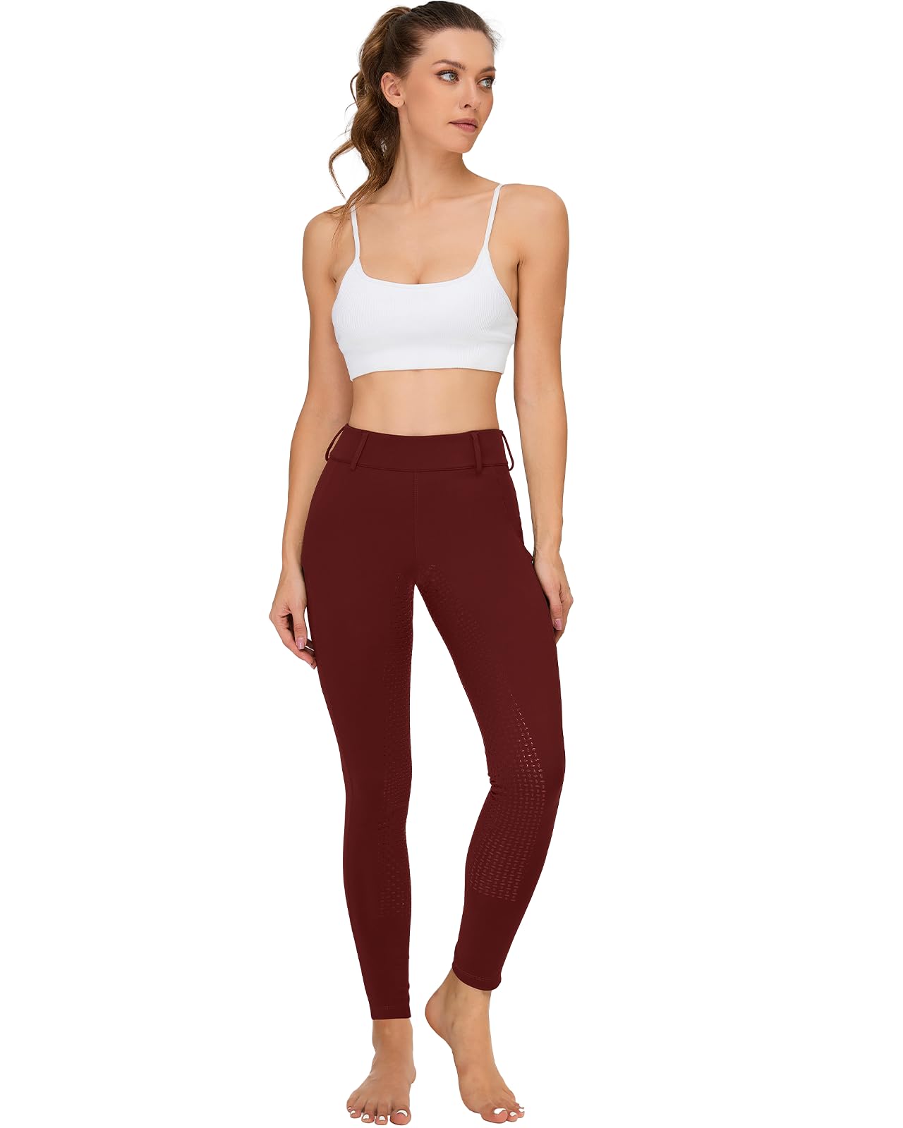 Leggings invernali da equitazione da donna, con imbottitura completa, termica, da equitazione, foderati in pile, impermeabili, con passanti per cintura