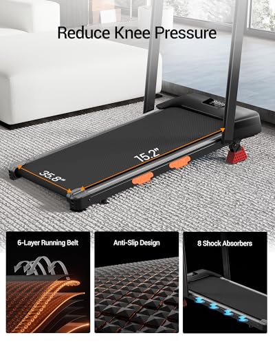 Image of Walking Pad Treadmill with 15% Incline 2.5HP Foldable Under Desk Walking Pad for Home and Offce with Remote Control