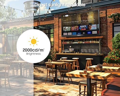 Image of SYLVOX Outdoor TV, 43 inch Smart QLED TV, Full Sun 2000 Nit Sunlight Readable Display, Weatherproof, 4K UHD, IP55 Waterproof, Built-in Speakers, Commercial Grade Smart TVs(2024 Model)