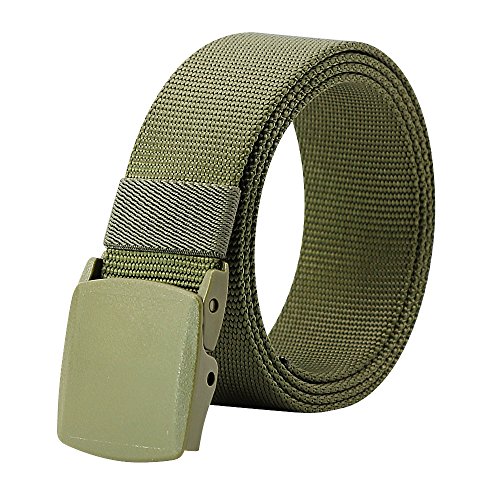 Kusun Nylon Correa Transpirable Hombres Aire Libre Impermeable Cinturón Cinta Hebilla De Plástico YKK 49,2" (135CM(Ajuste la cintura 43 "-47"), 04 Verde)
