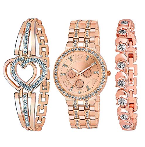 ENDEAVOUR Analogue New Geneva Rose Gold Diamond & Heart Bracelet Combo Watch for Womens & Girls.(Combo of 3) (B0925ZFV3M) Amazon Price History, Amazon Price Tracker