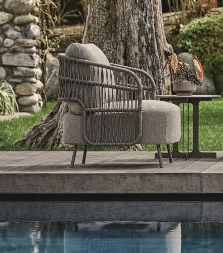 Image of LOCCUS 4 Seater Sofa Outdoor Conversation Patio Garden Rope Furniture Set with Cushion and Center Table for Garden, Balcony, Poolside (Grey Color)