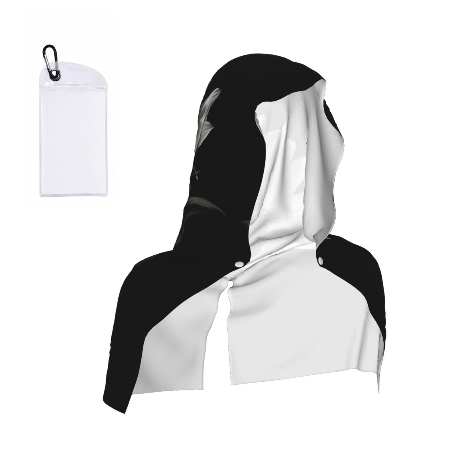 Esnaiuvcd Black Sunflower Grey Print Multifunctional Cooling Hoodie Bandana Portable Sweat Absorbing Design For Beach Workouts Exercise Heat Relief Accessories