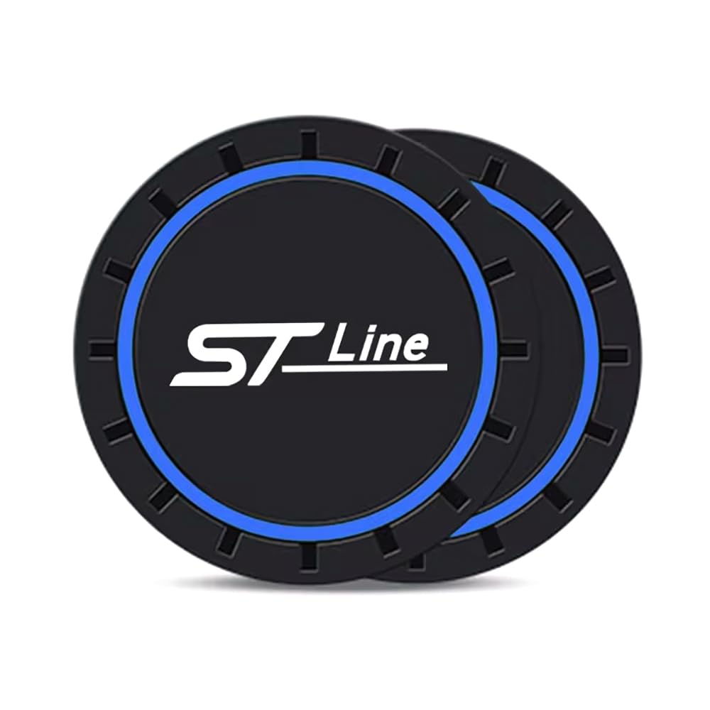 Loujyou B 2 Pcs Silicone Car Coasters Cup Holder Insert Coaster For Ford St Stline Mk3 Mk4 Focus Kuga Car Interior Accessories,