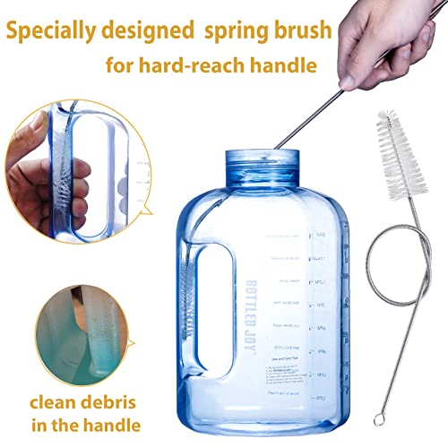 Patented Water Bottle Sponge Cleaner Brush Set-17” Long Soft Tip Flexible Bendable Cleaning Washer Scrubber For Big 1 Gallon/128 Oz Water Jug, Half Gal/64Oz Hydrojug,Pitcher- 90 Degree Angle Curved #TOP3
