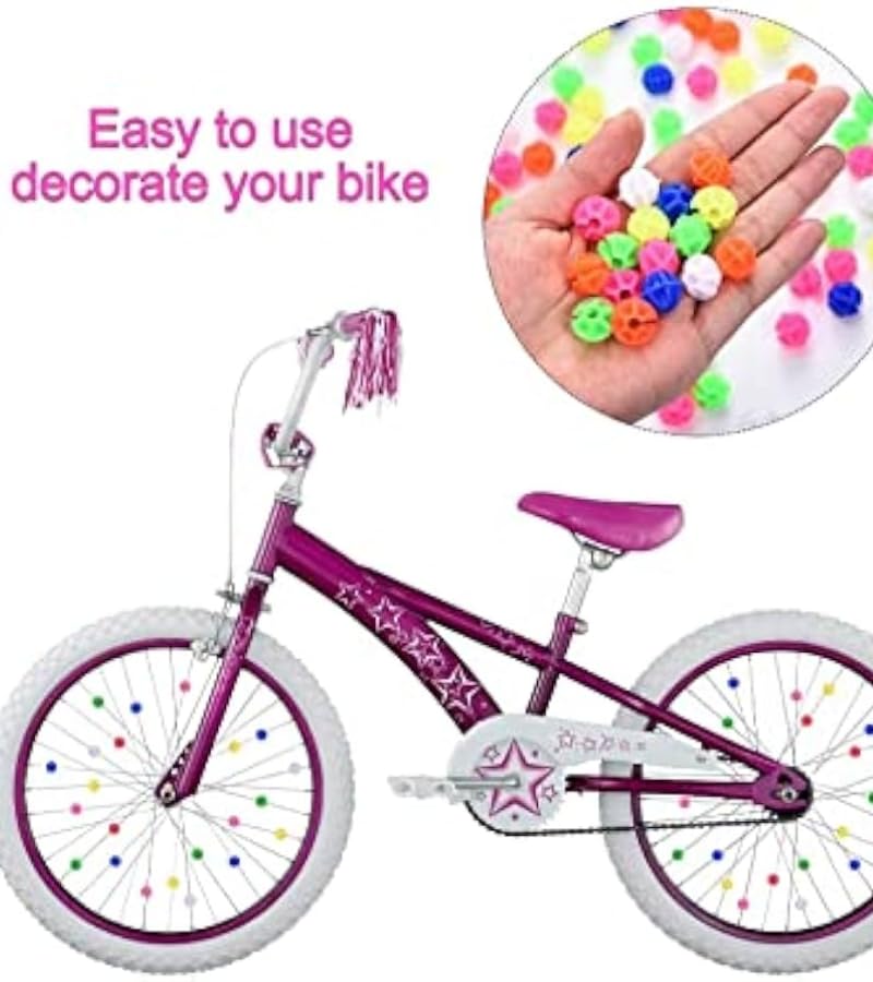 225 pcs Kids Bicycle Spoke Beads Multi-Colour Moti for Cycle Decoration, Bicycle Wheel Spoke Clip Decorations, Kid's Cycle Decor Accessories 2