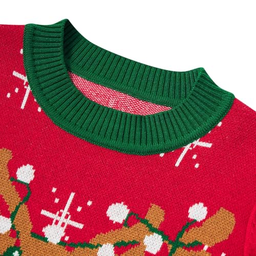 Girls Christmas Sweater Lantern Sleeve Holiday Pullover Jumper 3-7 Years3