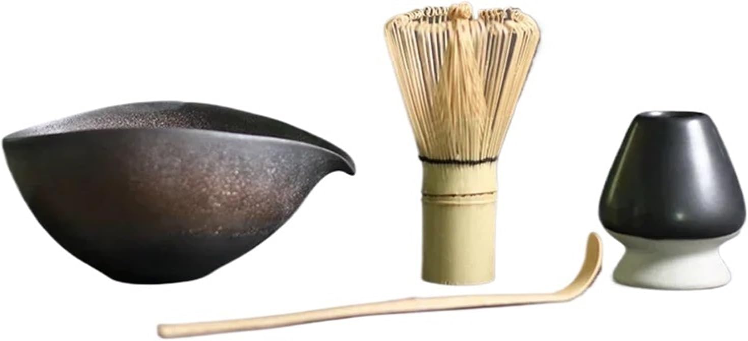 3/4pcs Handmade Home Easy Clean Matcha Tea Set Tool Stand Kit Bowl Scoop Gift Ceremony(VIOLET/紫罗兰)