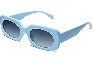 Adorable Baby Blue Rectangle Sunglasses for Women Retro Trendy Fashion