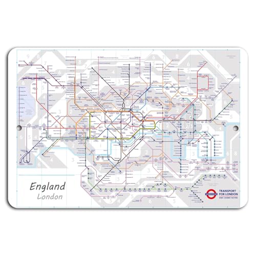 Explora Londres: Mapa icónico del metro metal wall signs Métal Rétro pour 12x8 inch/30x20cm