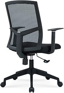 GT-LYD Silla Transpirable Malla, Silla de Oficina ergonómica Regulable en Altura, Silla para computadora con reposabrazos fijos y Soporte Lumbar Estable Negro