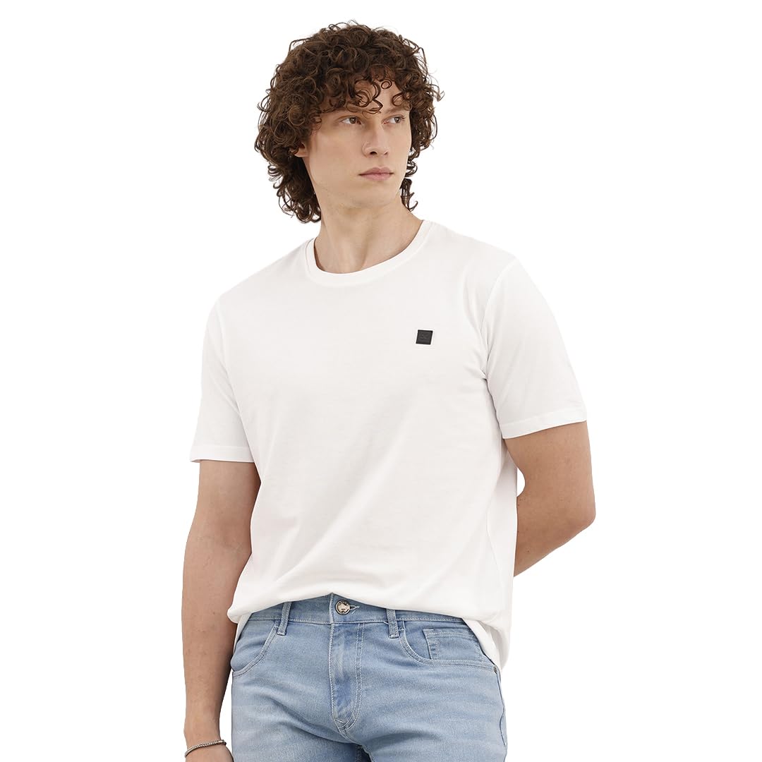 WROGN Men's Pure Cotton T-Shirt | Solid Minimal Design | Slim Fit in neutral