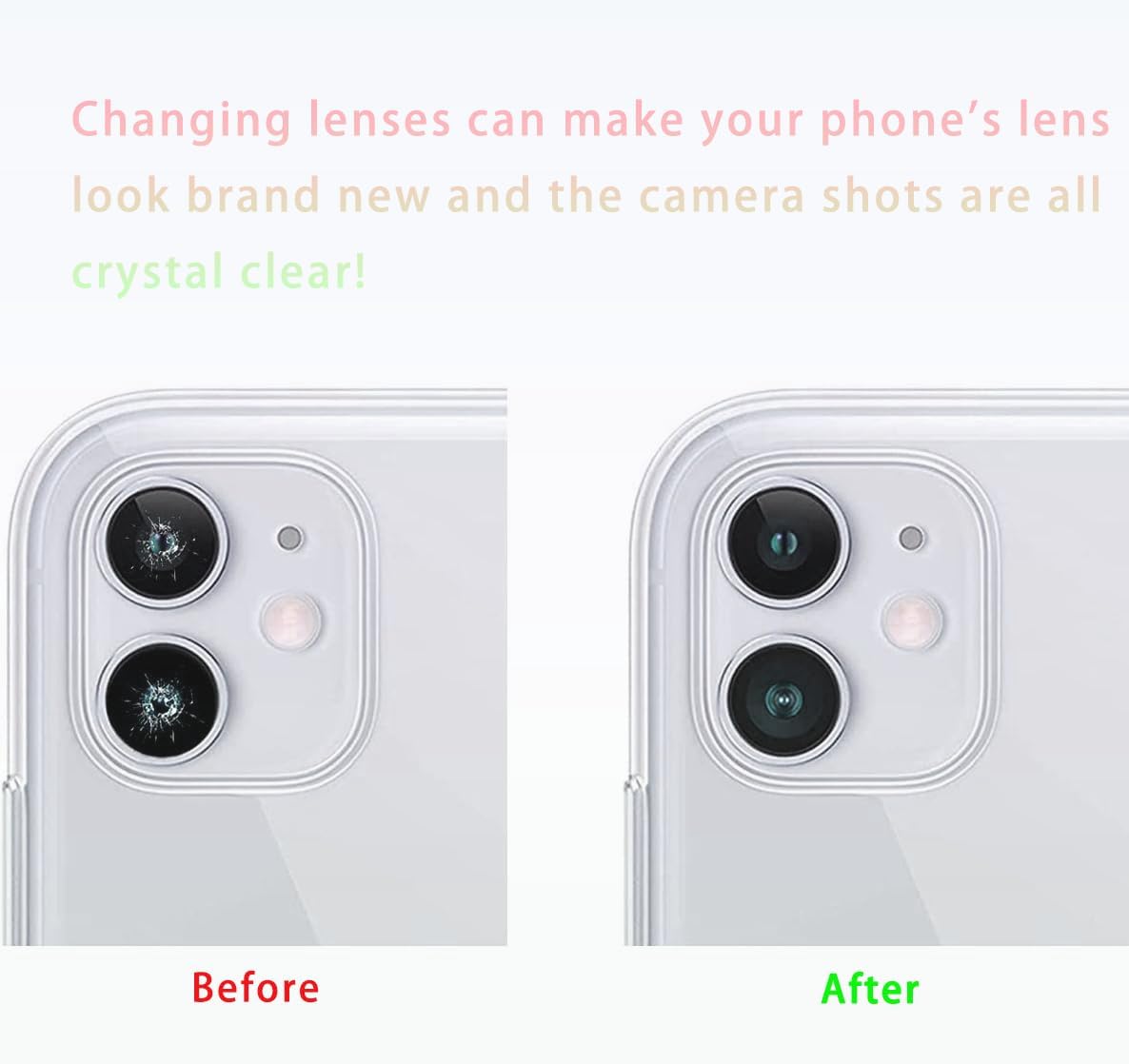 2 Packs Rear Camera Lens Glass Replacement for iPhone 11 Camera Glass Lens Replacement with Repair Tools
