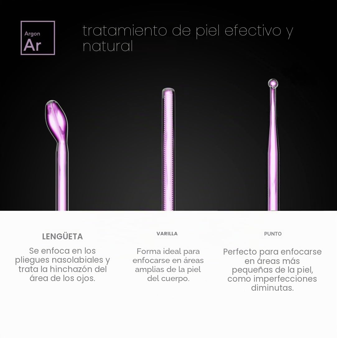 NuDerma - Varita de Terapia Profesional Para la Piel, Portátil, de Alta Frecuencia, Con 6 Varitas de Neón y Argón, Tratamiento Para Acné, Tensor, Reducción de Arrugas y Levantador