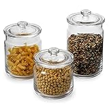 Trois capacités différentes pour répondre à vos besoins. Rangez les pâtes, le riz, les haricots secs, les cookies, les bonbons, la farine, les épices et autres accessoires de cuisine dans ces bocaux. Non seulement pour la cuisine, mais aussi parfait dans la salle de bain. Comme les cotons-tiges, les boules de coton, les éponges de maquillage, les sels de bain.